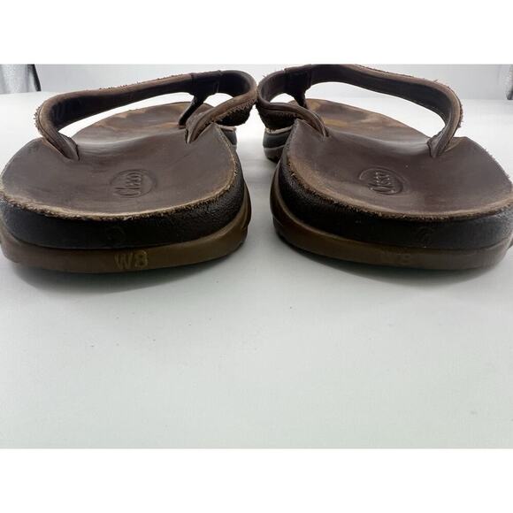 Chaco Flip Flop Shoes Womens Brown Leather Comfort Slip-On Thong Sandal Size 8 - Picture 7 of 7